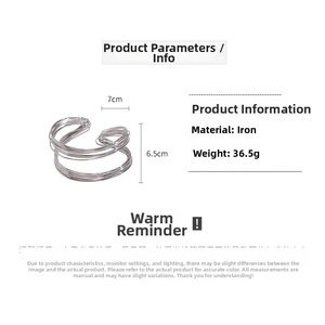 Detail of silver geometric wire bracelet with 7cm inner diameter and 36.5g weight info