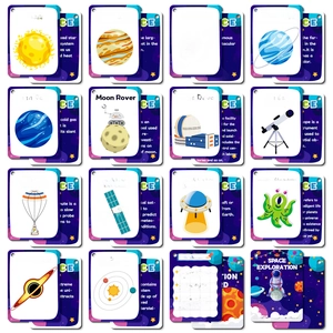 34-piece space exploration educational flashcards for kids featuring planets and astronomy