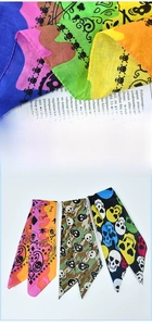 Detailed view of overlocked edges and skull print patterns on cotton sports bandanas