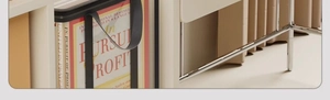 Close-up of large capacity transparent book storage bag with metal frame support