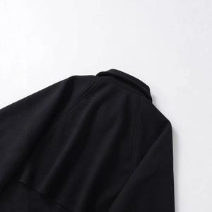 Women's casual black wool blend zip-up jacket with detailed back and collar view