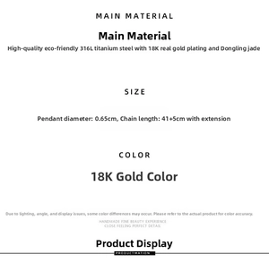 Detailed specs for Aventurine green bean necklace with 18K gold-plated 316L titanium steel