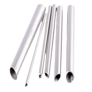 Polished stainless steel piercing taper kit with hollow needles and bevelled tips