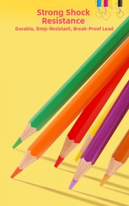 Detail of durable pre-sharpened erasable colored pencils in vibrant assorted shades