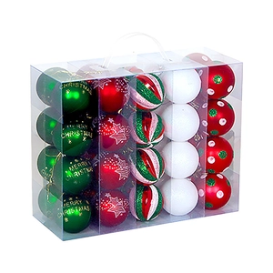 40-teiliges 6cm Weihnachtsbaumkugeln-Set in Rot, Grün und Weiß in praktischer Box