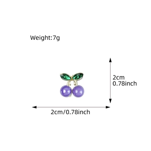 Purple cherry alloy hair claw clip for women, 2cm mini size weighing 7 grams