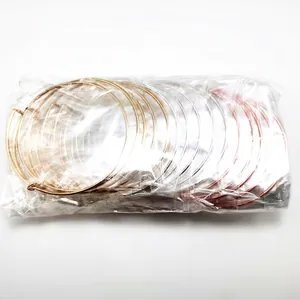Adjustable wire bangle set in gold silver and rose gold finishes in wholesale pack