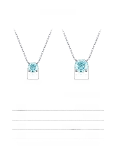 Detailed size chart for 925 sterling silver necklaces with 6mm and 8mm blue gemstones