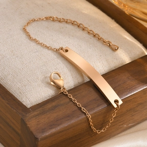 Minimalist 18K gold plated stainless steel bar bracelet with adjustable lobster clasp