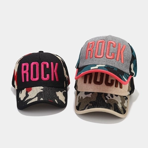 Camouflage ROCK embroidery baseball caps in multiple colors for outdoor sun protection