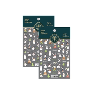 Artistic rabbit and cactus nail art stickers set TS-1889 with self-adhesive backing