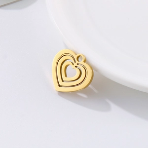 Golden multi-layer hollow heart-shaped stainless steel pendant for DIY jewelry making