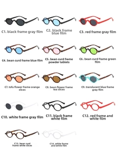 Matrix layout showing various color options for steampunk retro oval sunglasses