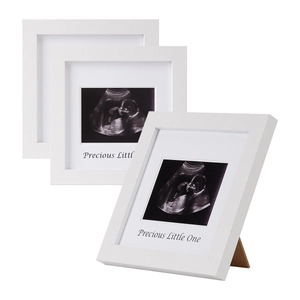 White wooden square baby ultrasound photo frame featuring Precious Little One engraving