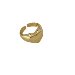 Elegant gold double heart minimalist open ring for women in polished stainless steel