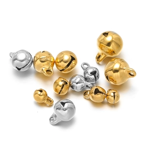 Gold and silver stainless steel bell pendants in various sizes for DIY jewelry making