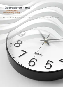 Detail of eco-friendly ABS plastic frame on modern 30cm quartz wall clock