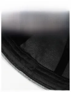 Detail of widened breathable sweatband inside black skull cap for moisture wicking