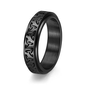Nordic Celtic knot spinning ring in black stainless steel for men and women