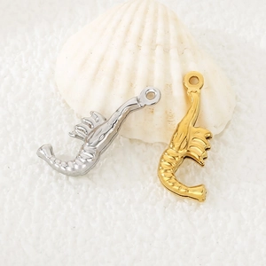Pendentifs crevettes marines en acier poli doré et argenté pour bijoux DIY faits main