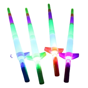 Colorful LED glowing magic wands for kids with rainbow light effect in four bright colors