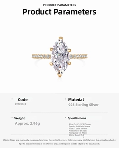 Detail of 1.5ct marquise cut 8A zircon ring set in 925 sterling silver band