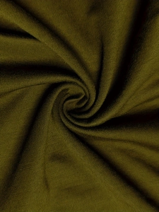 Detailed close-up of olive green knitted fabric showing high-quality texture and soft weave