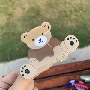 Pince à cheveux ours mignon en acétate marron thé au lait pour une coiffure élégante