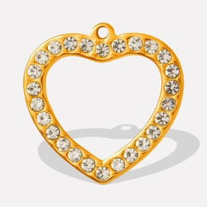 Heart Pendant 304 Stainless Steel Rhinestone Hollow Charm For DIY Jewelry Making Western Style Fashion Accessory