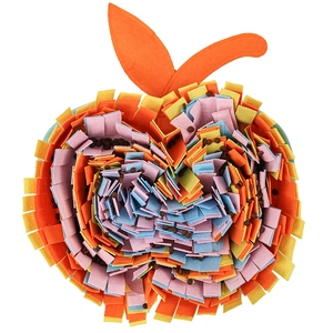 Apple shaped pet snuffle mat with colorful felt strips for dog foraging training