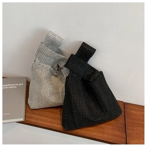 Sac À Main À Nœud En Strass Femmes Sac De Soirée Scintillant Sac De Fête Luxueux Et Brillant Sac Hobo Uni