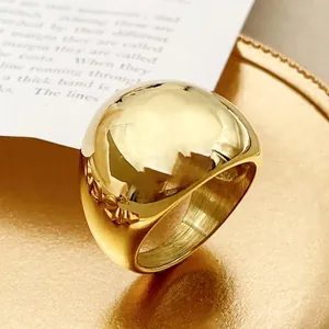 Polished gold wide dome ring in stainless steel with a sleek minimalist mirror finish