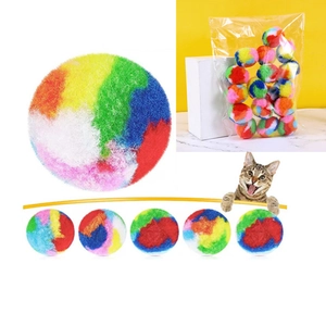 Cat Toy Balls Rainbow Plush Soft Interactive Silent Training Pet Indoor Play Colorful