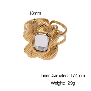 Detail shot of 18k gold plated ring showing 17.4mm inner diameter and 18mm height scale
