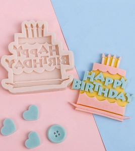 Silicone happy birthday cake mold for fondant and chocolate DIY baking decoration