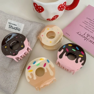 Cute Donut Shaped Acetate Hair Claw Clip Sweet Colorful Sprinkles Hair Clamp Barrette Fashion Handmade Headwear For Women Girls
