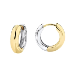 Two-tone S925 sterling silver hoop earrings in polished gold and silver finish