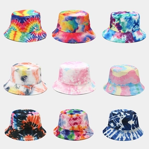Chapeau Bob Tie-Dye Réversible Protection Solaire Large Bord Mélange Coton Graffiti Artistique Streetwear Pour Hommes Femmes