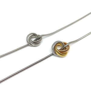 18K gold plated stainless steel snake chain necklace with triple ring pendant for women