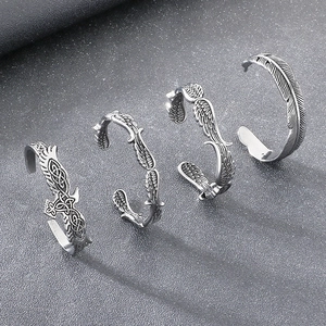 Vintage Nordisches Wikinger Armband Edelstahl Feder Adlerflügel Keltischer Knoten Verstellbarer Punk Schmuck Für Herren