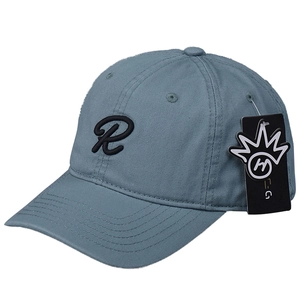 Gorra de béisbol en algodón azul grisáceo con letra R bordada y visera curvada