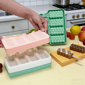 Diamond-shaped silicone popsicle mold with 4-cavity lid for DIY homemade ice cream