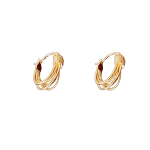 Boucles d'oreilles créoles multicouches plaquées or 14K avec zircons pour femmes