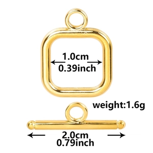 Gold 304 stainless steel OT toggle clasp for DIY jewelry with size and weight labels