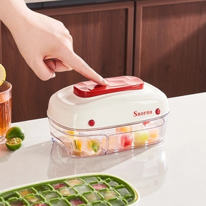 Press Type Ice Cube Tray With Storage Box One Click Release Food Grade Plastic Large Capacity Fruit Ice Mold Freezer Bin