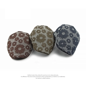 Béret vintage de style britannique avec motif floral marguerite pour hommes et femmes