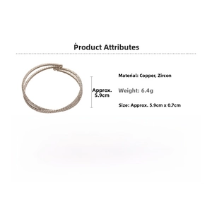 Vue détaillée du bracelet multicouche en or rose avec zircons et dimensions
