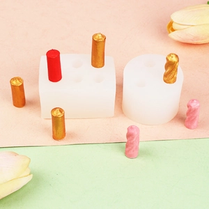 3D Mini Pillar Candle Silicone Mold DIY Aromatherapy Twisted Spiral Straight Column Desktop Ornament Making Tool