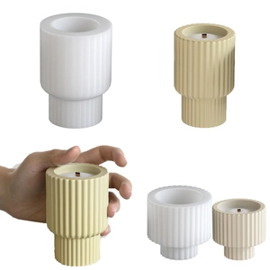Minimalist Striped Silicone Mold For DIY Candle Cup Aromatherapy Jar Resin Cement Plaster Craft Cylindrical Ribbed Design