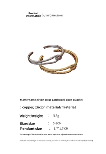 Detail view of double-layer zircon crossover bracelet with technical specifications